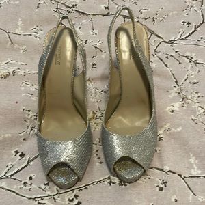 Silver Sparkle sling back heels size 10